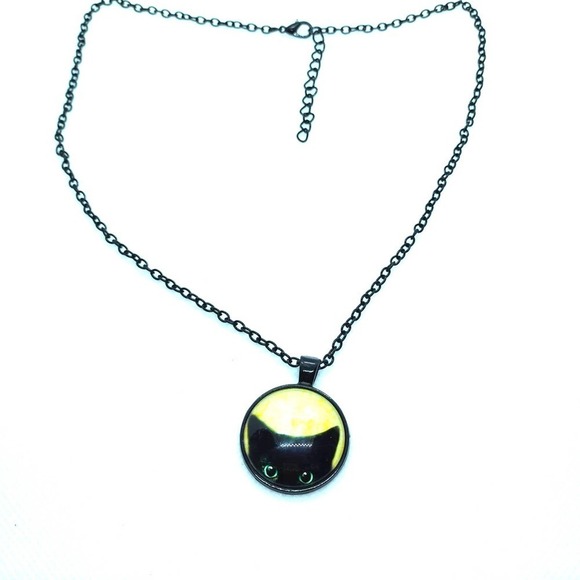 Halloween Black Cat Necklace Medallion Peeking Kitten Pendant Cat Lady Jewelry - Picture 4 of 10